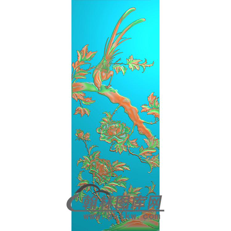 牡丹花鸟精雕图（MD-055)展示