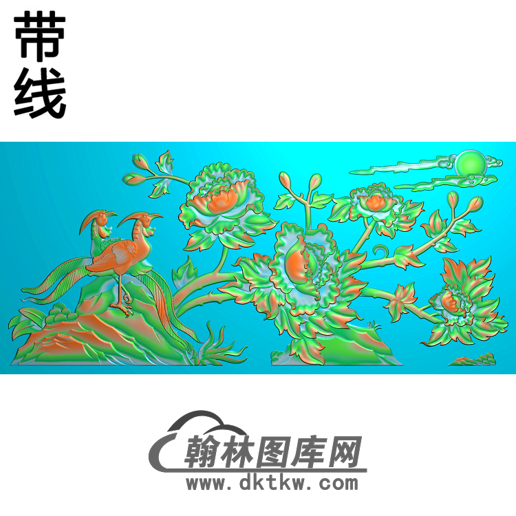 牡丹花鸟精雕图（MD-060)展示