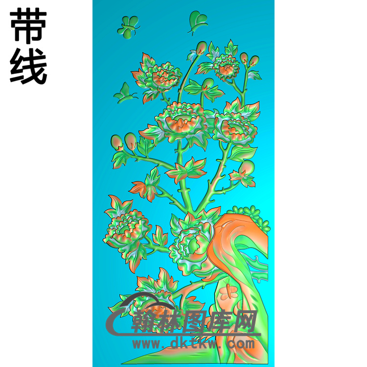 牡丹花鸟精雕图（MD-063)展示
