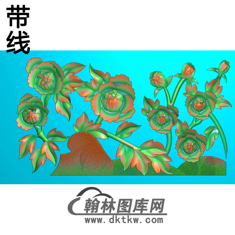 牡丹花鸟精雕图（MD-064)展示