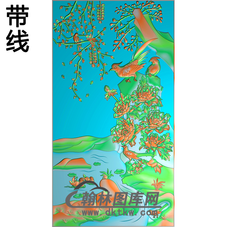 牡丹花鸟精雕图（MD-071)展示