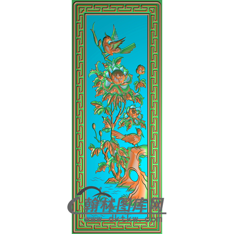 牡丹花鸟精雕图（MD-078)展示