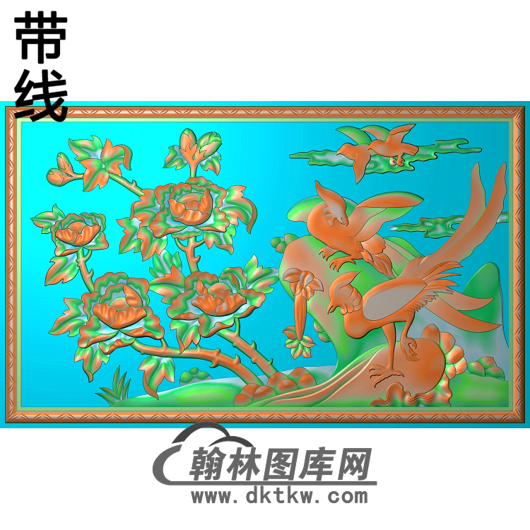 牡丹花鸟精雕图（MD-079)展示