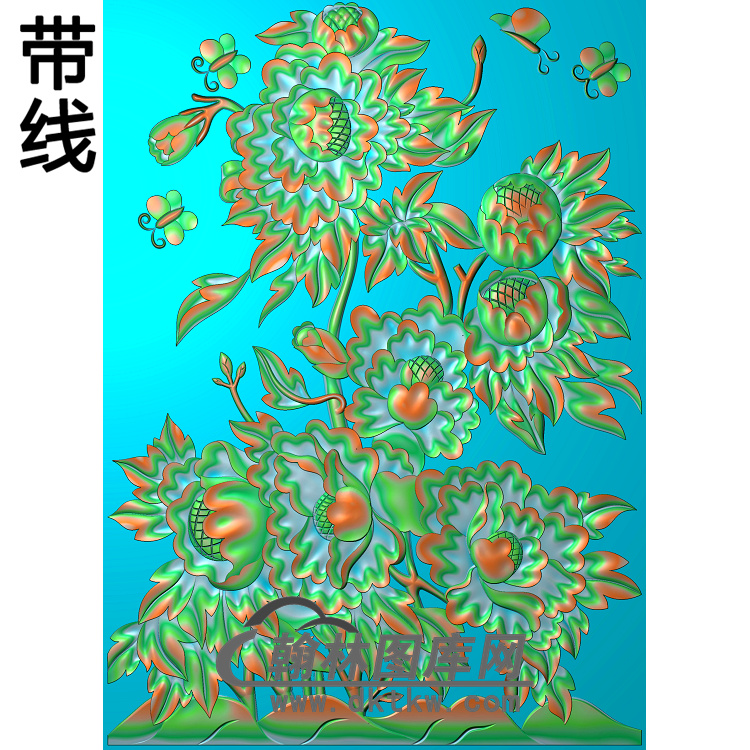 牡丹花鸟精雕图（MD-092)展示