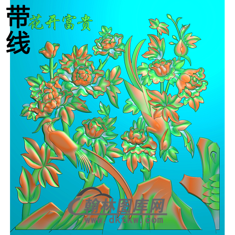 牡丹花鸟精雕图（MD-111)展示