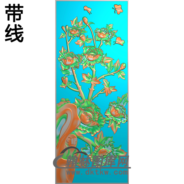 牡丹花鸟精雕图（MD-117)展示