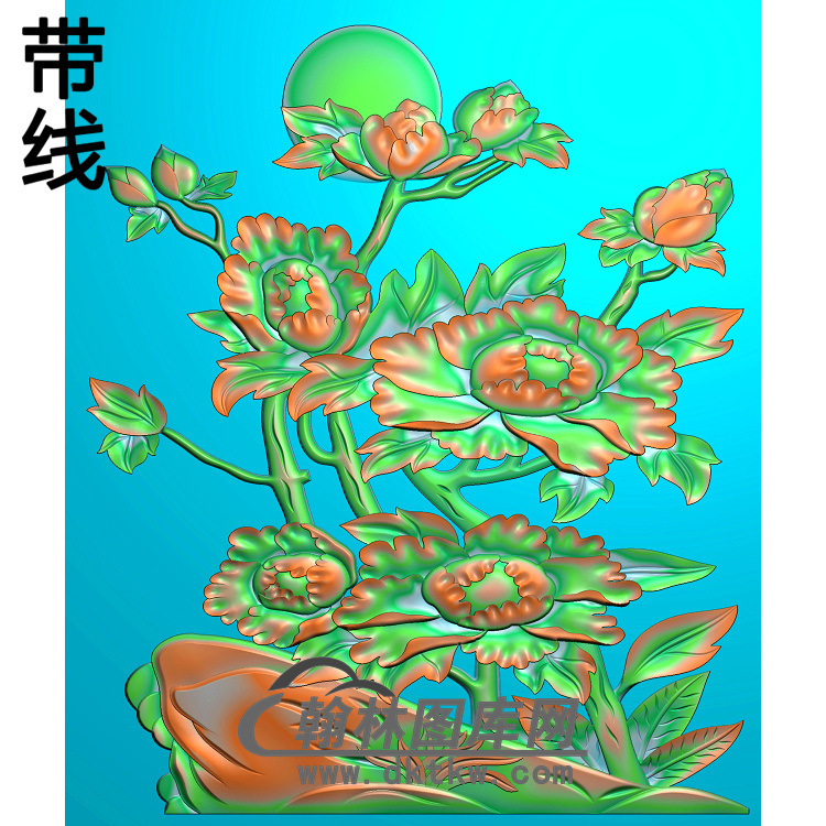 牡丹花鸟精雕图（MD-128)展示