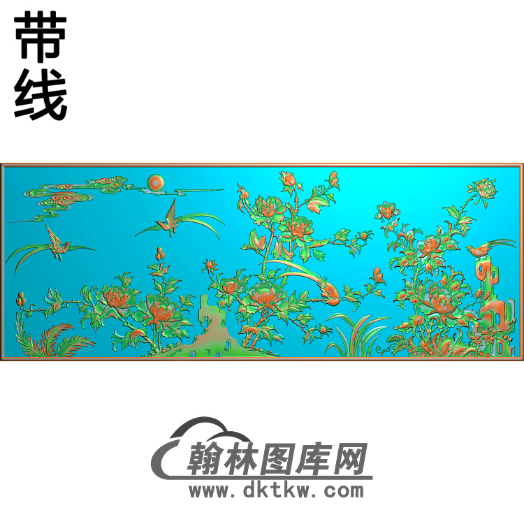 牡丹花鸟精雕图（MD-133)展示