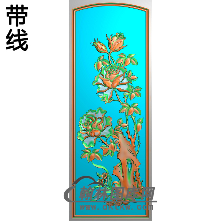 牡丹花鸟精雕图（MD-136)展示