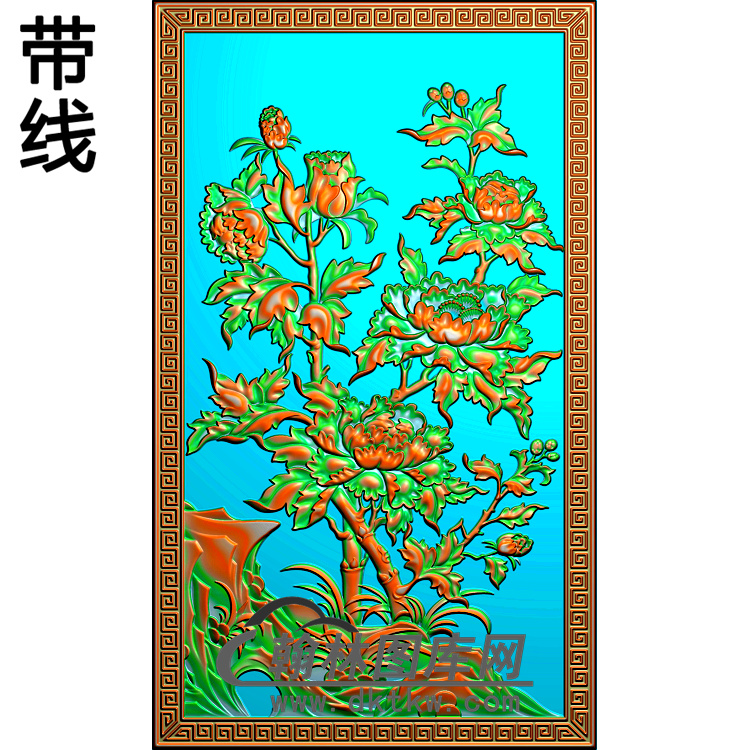 牡丹花鸟精雕图（MD-166)展示