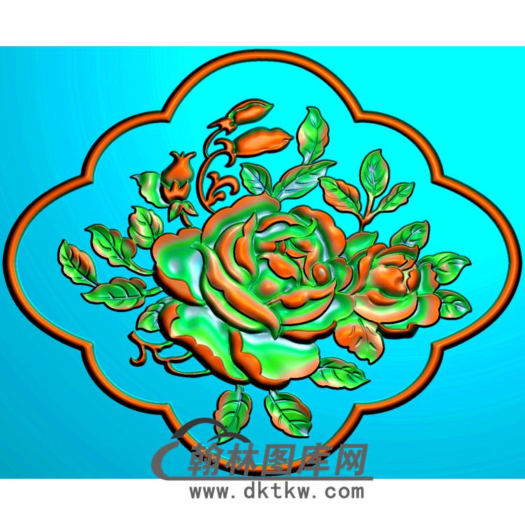 牡丹花鸟精雕图（MD-186)展示
