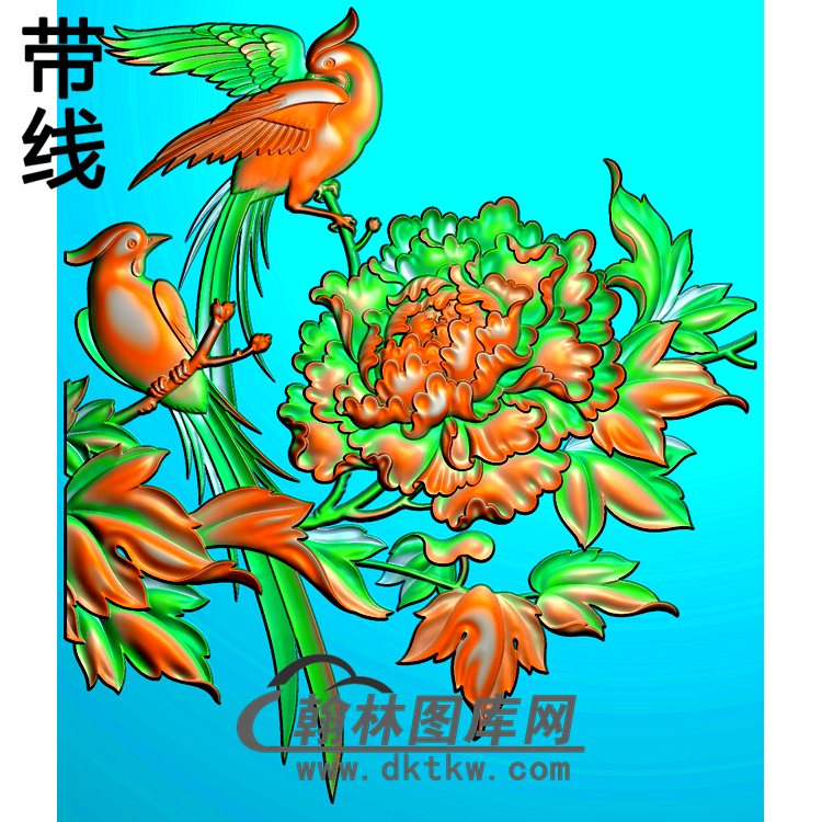 牡丹花鸟精雕图（MD-203)展示