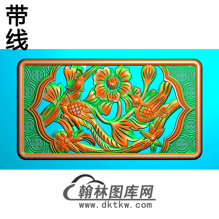 牡丹花鸟精雕图（MD-207)展示