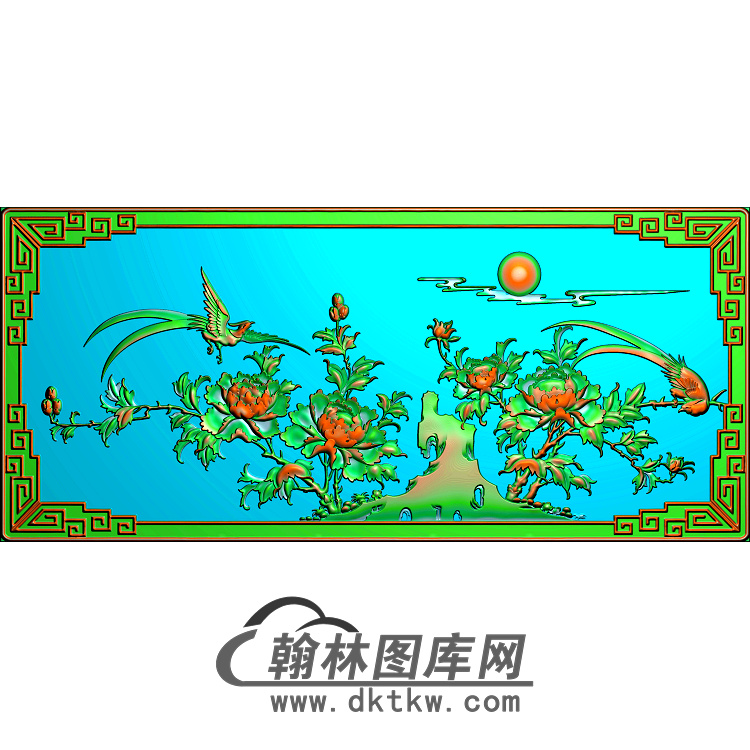 牡丹花鸟精雕图（MD-217)展示