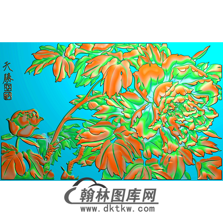 牡丹花鸟精雕图（MD-218)展示