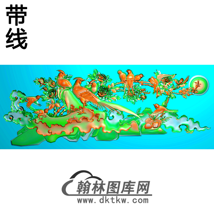 牡丹花鸟精雕图（MD-222)展示