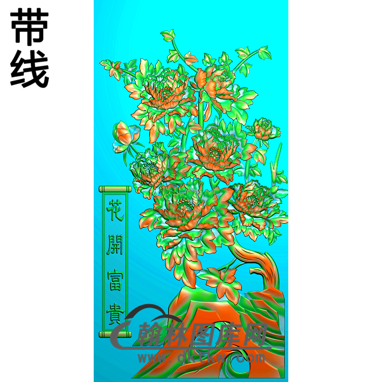 牡丹花鸟精雕图（MD-225)展示