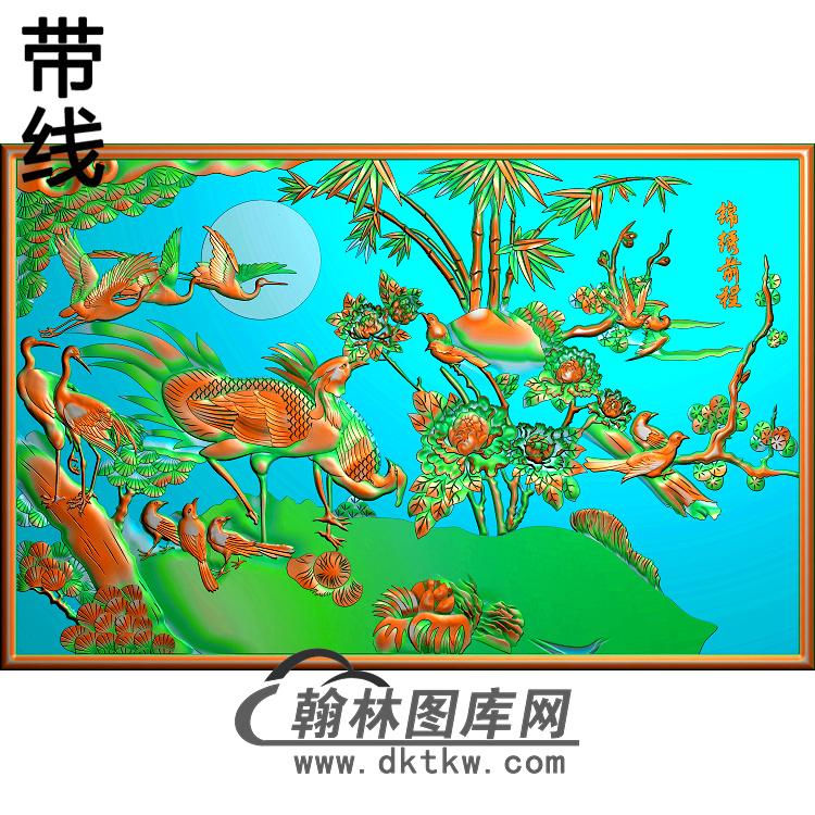 牡丹花鸟精雕图（MD-239)展示
