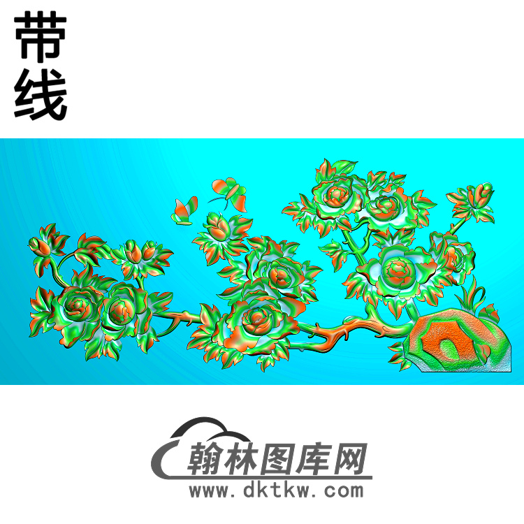 牡丹花鸟精雕图（MD-240)展示