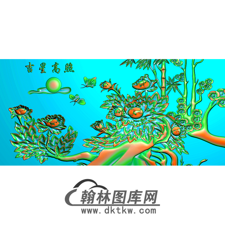 牡丹花鸟精雕图（MD-254)展示