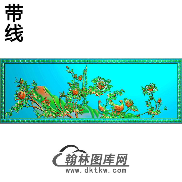 牡丹花鸟精雕图（MD-257)展示
