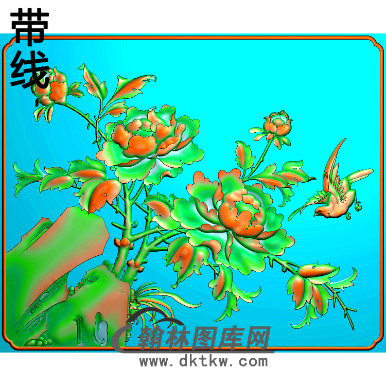 牡丹花鸟精雕图（MD-288)展示