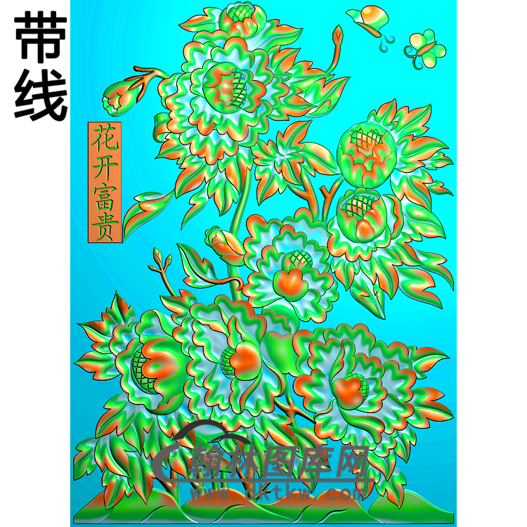 牡丹花鸟精雕图（MD-291)展示