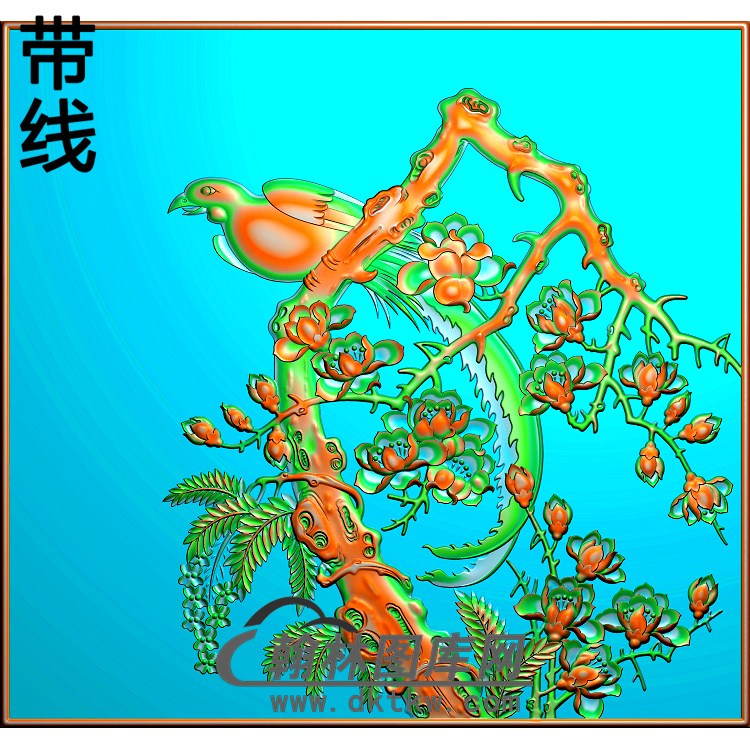 牡丹花鸟精雕图（MD-303)展示