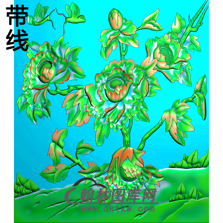 牡丹花鸟精雕图（MD-304)展示