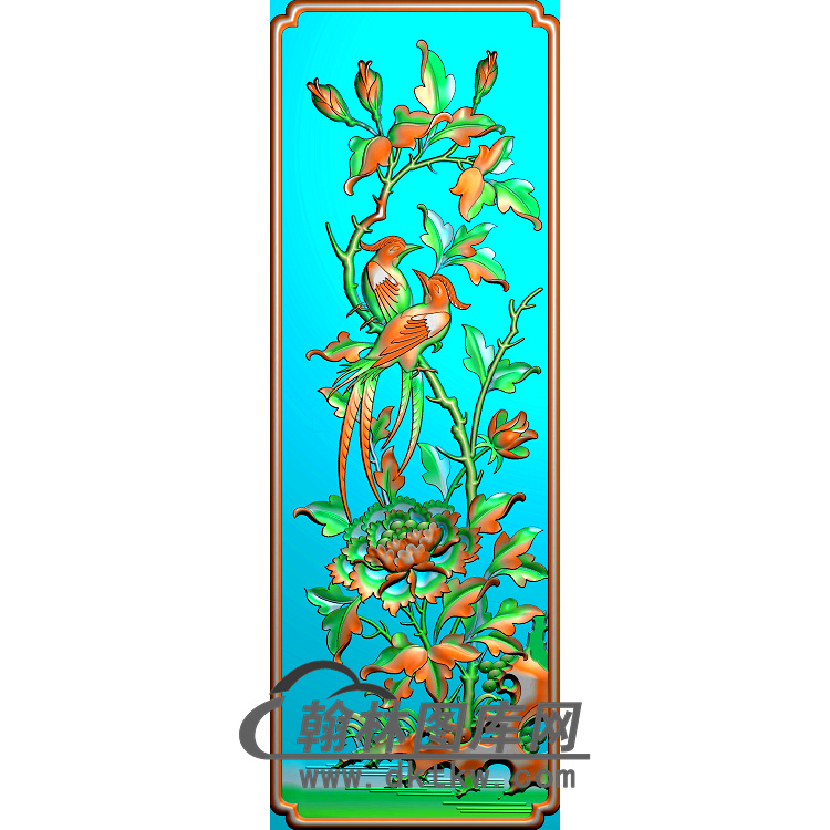牡丹花鸟精雕图（MD-314)展示
