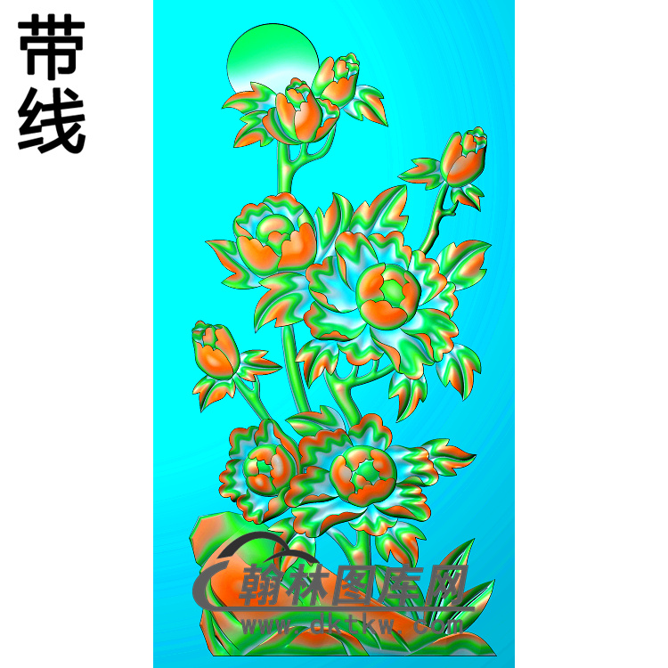 牡丹花鸟精雕图（MD-318)展示