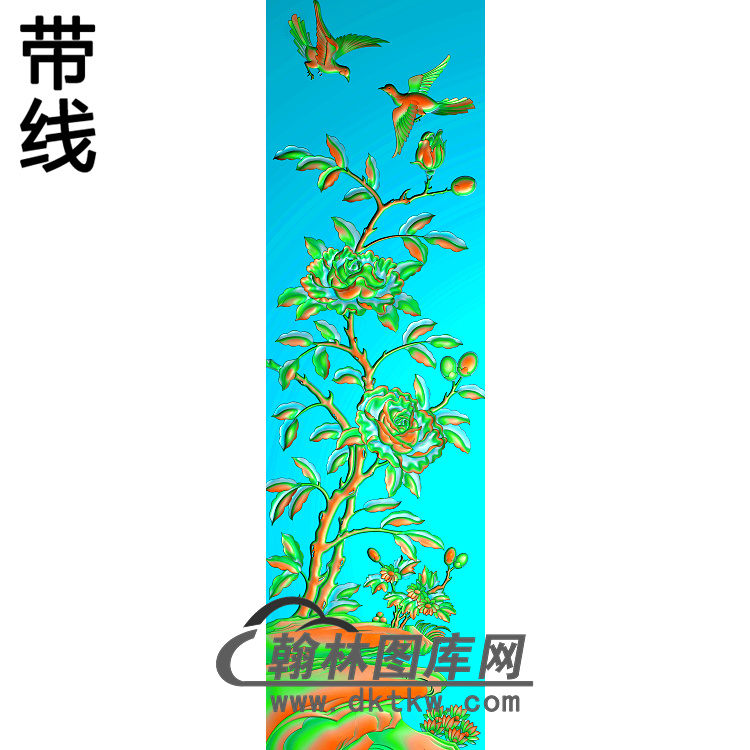 牡丹花鸟精雕图（MD-329)展示