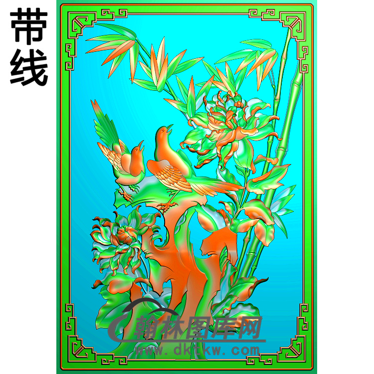 牡丹花鸟精雕图（MD-341)展示