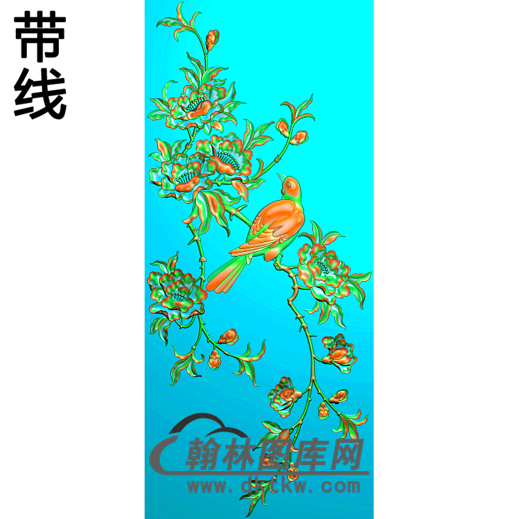 牡丹花鸟精雕图（MD-344)展示