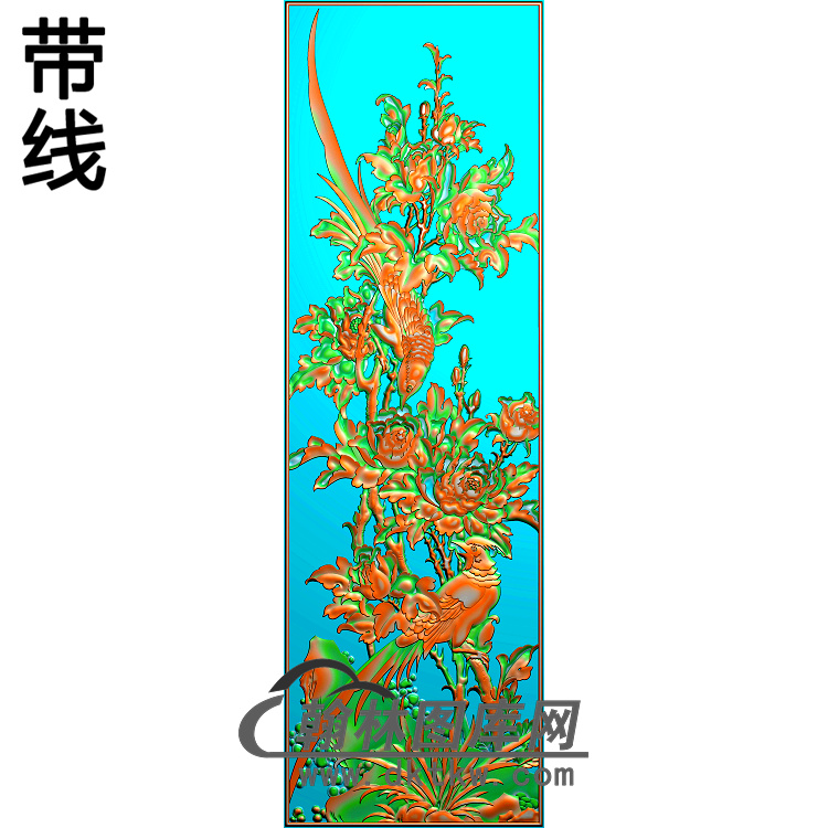 牡丹花鸟精雕图（MD-353)展示