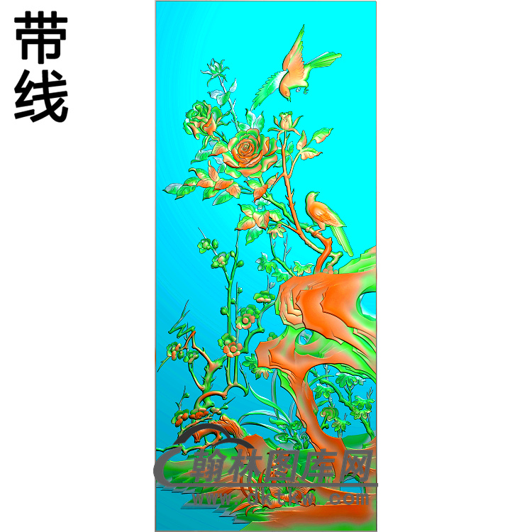 牡丹花鸟精雕图（MD-356)展示