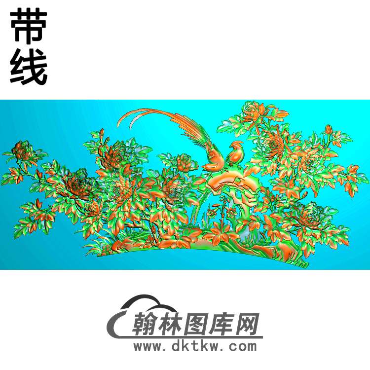 牡丹花鸟精雕图（MD-374)展示