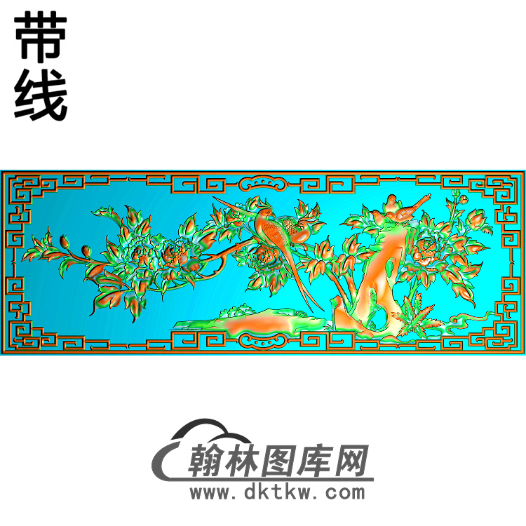 牡丹花鸟精雕图（MD-380)展示