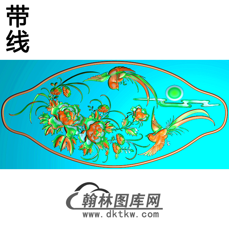牡丹花鸟精雕图（MD-385)展示