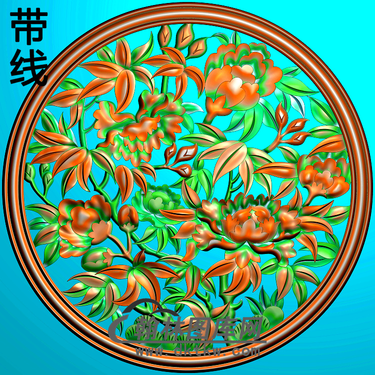 牡丹花鸟精雕图（MD-414)展示