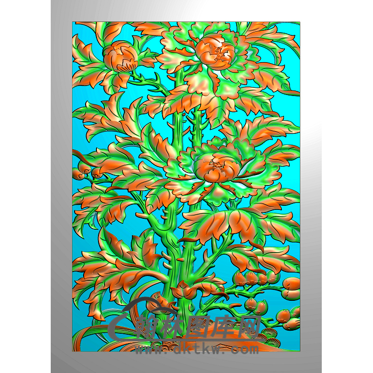 牡丹花鸟精雕图（MD-415)展示