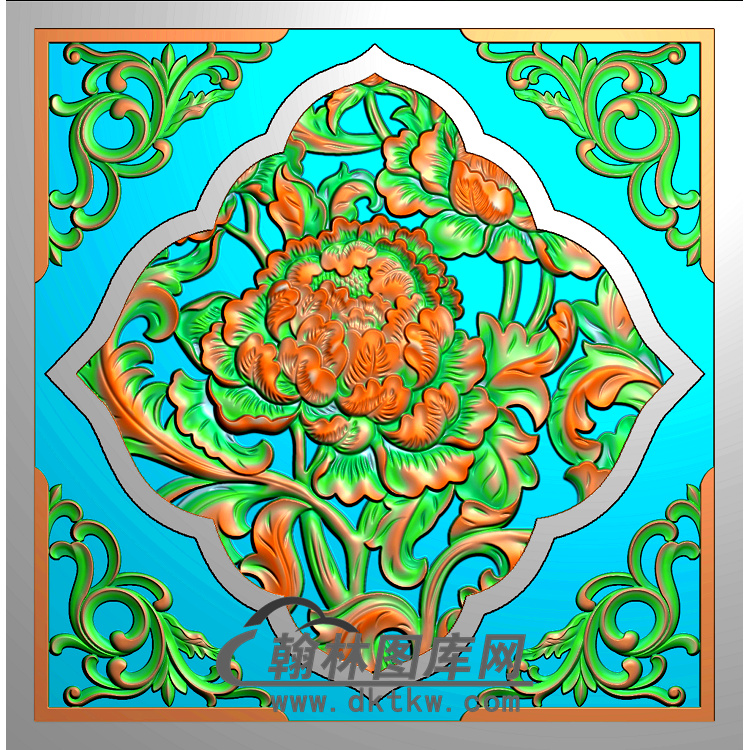 牡丹花鸟精雕图（MD-418)展示