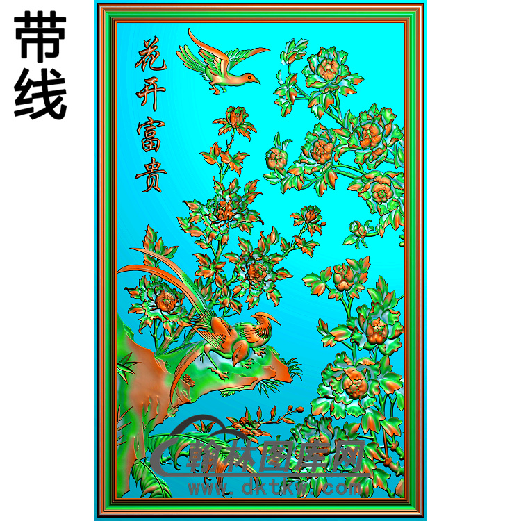 牡丹花鸟精雕图（MD-433)展示