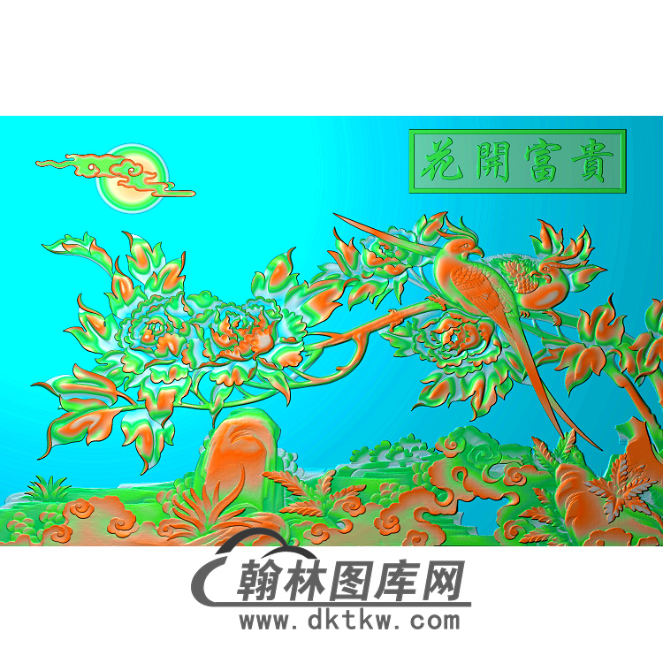 牡丹花鸟精雕图（MD-436)展示