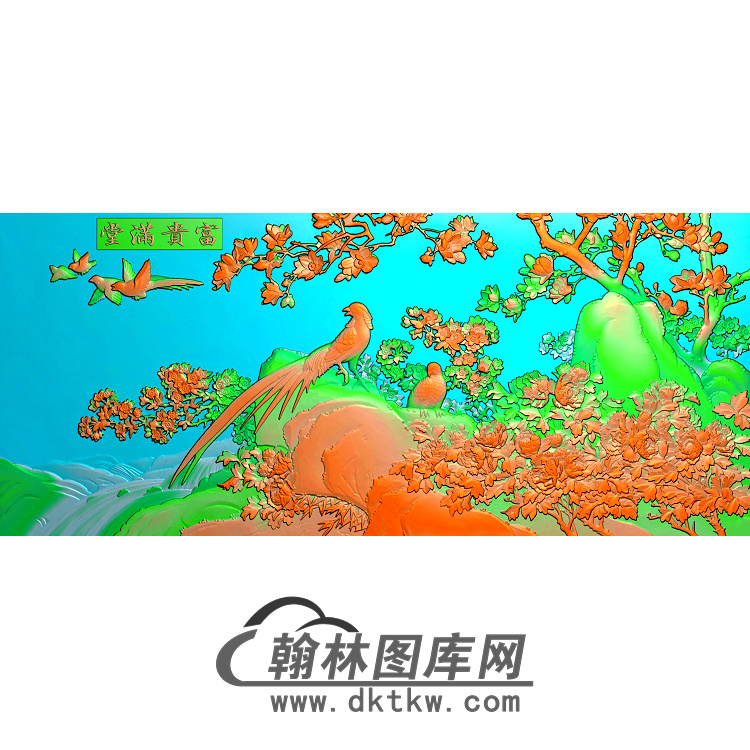 牡丹花鸟精雕图（MD-446)展示