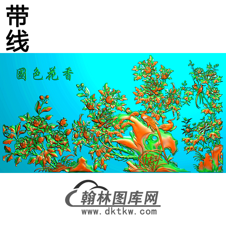 牡丹花鸟精雕图（MD-449)展示