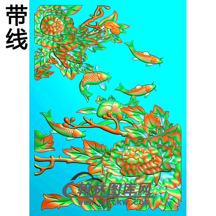 牡丹花鸟精雕图（MD-454)展示