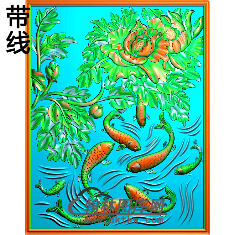 牡丹花鸟精雕图（MD-458)展示