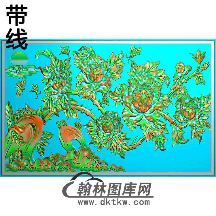牡丹花鸟精雕图（MD-467)展示