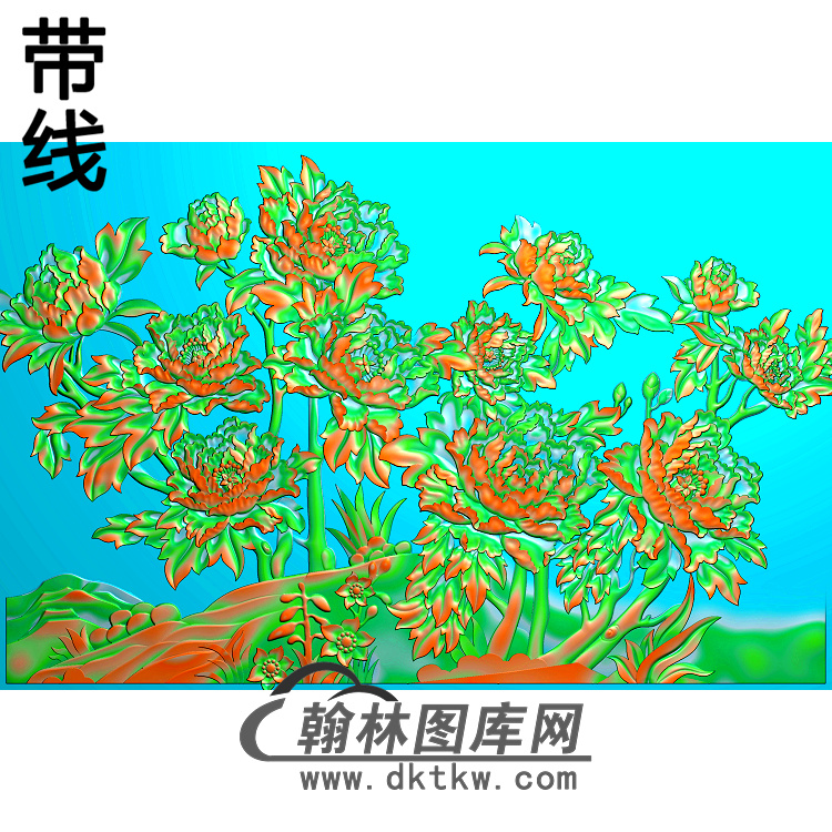 牡丹花鸟精雕图（MD-471)展示
